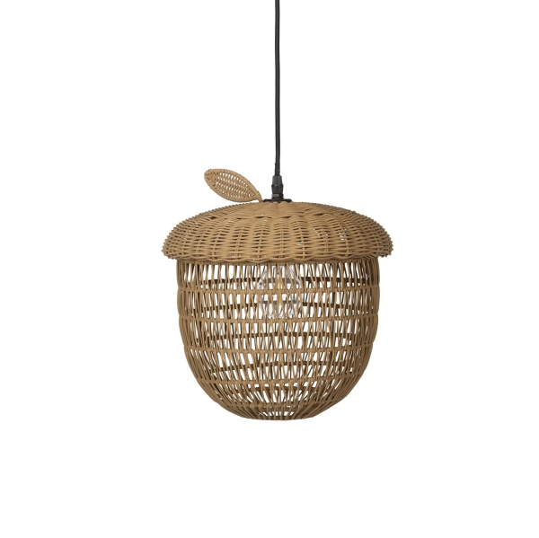 Rattanowa lampa sufitowa Veda żołądź Boho