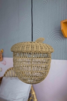 Rattanowa lampa sufitowa Veda żołądź Boho